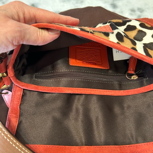 NWT vintage Y2K Coach Soho Leopard Baguette Bag with Red and Brown Accents. - Picture 7 of 11